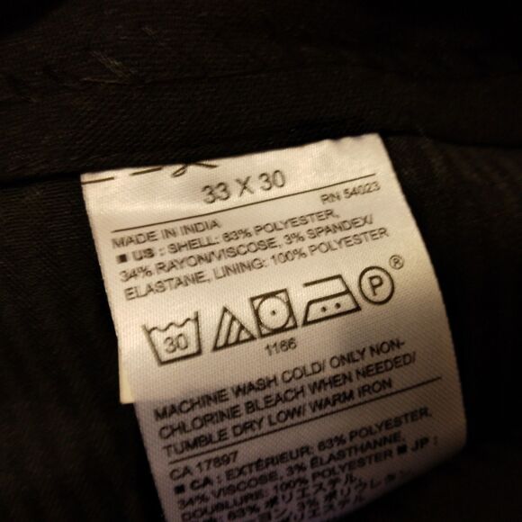 Banana Republic pants mens 33x30 gray wind slim fit flat front dress khaki check - Picture 7 of 9